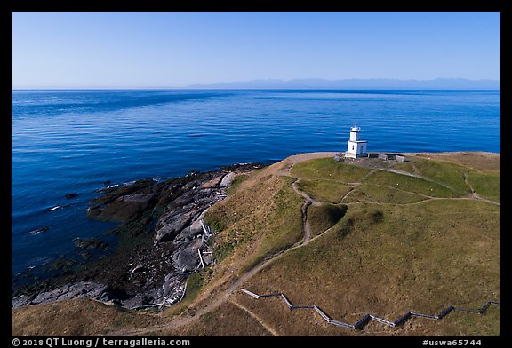 Aerial view of Cattle Point Lighthouse, San Juan Island. Washington