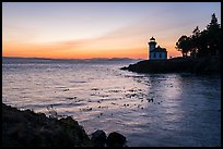 Lime Kiln Lighthouse at sunset, Lime Point State Park, San Juan Island. Washington ( color)