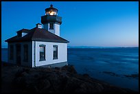 Lime Kiln Lighthouse and Haro Strait at dusk, Lime Point State Park, San Juan Island. Washington ( color)