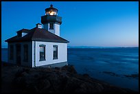 Lime Kiln Lighthouse and Haro Strait at dusk, Lime Point State Park, San Juan Island. Washington ( color)