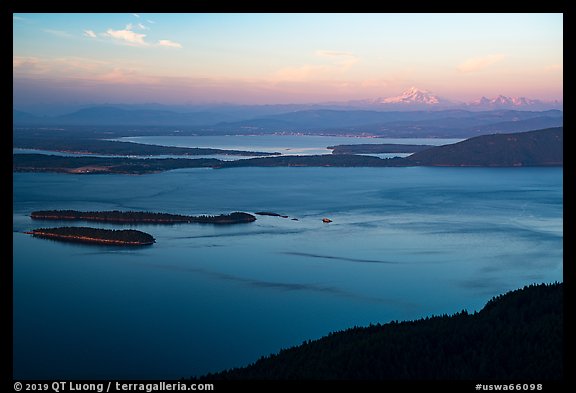 Rosario Strait and Mount Baker at sunset. Washington (color)