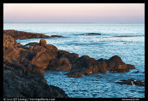 Rocky coastline and Salish Sea, Iceberg Point, San Juan Islands National Monument, Lopez Island. Washington