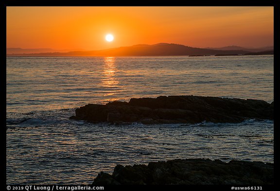 Sunset over Salish Sea, San Juan Islands National Monument, Lopez Island. Washington (color)