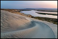 Sand dunes and Columbia River, and Locke Island at sunset, Hanford Reach National Monument. Washington ( color)