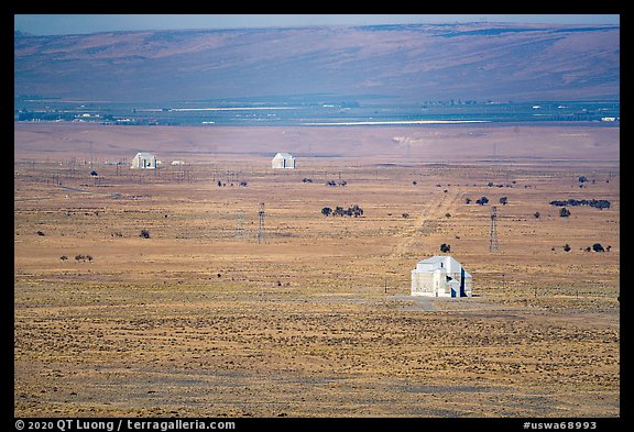 Nuclear reactors and powerlines, Hanford site. Washington (color)