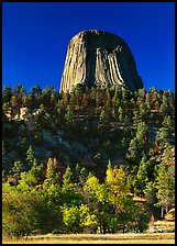 Devils Tower in autumn, Devils Tower National Monument. Wyoming, USA (color)