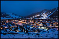View from above at night. Jackson, Wyoming, USA