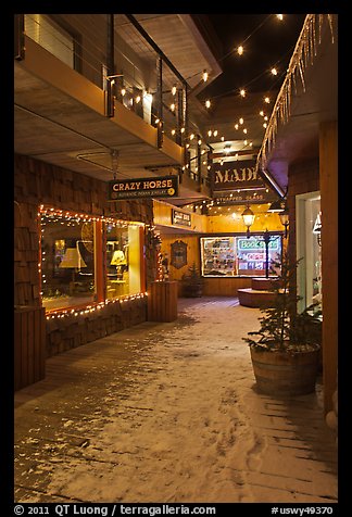 Shopping alley by night. Jackson, Wyoming, USA