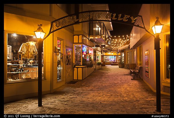 Gaslight Alley by night. Jackson, Wyoming, USA (color)