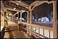 Gallery and Town Square lights, winter night. Jackson, Wyoming, USA