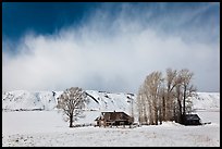 Historic Miller House estate in winter, , National Elk Refuge. Jackson, Wyoming, USA