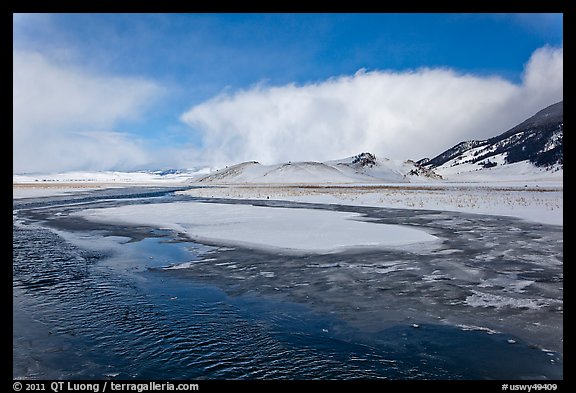 Stream in winter, National Elk Refuge. Jackson, Wyoming, USA