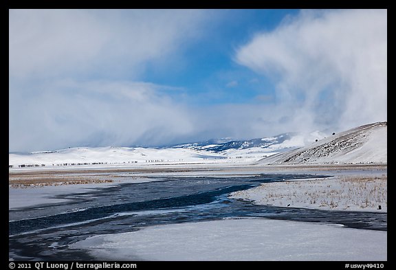 Snowy valley with stream, National Elk Refuge. Jackson, Wyoming, USA (color)