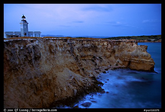 Lighthouse and cliffs at dusk, Cabo Rojo. Puerto Rico (color)