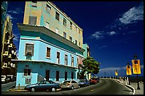 Multi-story building painted with pastel colors, old town. San Juan, Puerto Rico ( color)