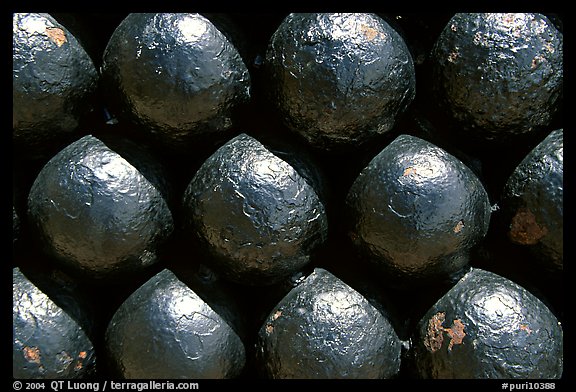 Cannon balls in El Morro Fortress. San Juan, Puerto Rico (color)