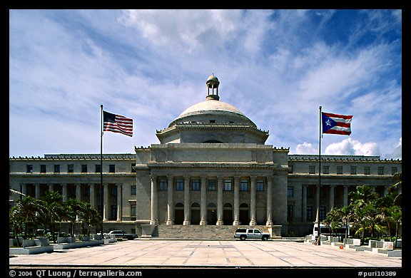 Capitol, with US and Puerto Rico flags. San Juan, Puerto Rico (color)