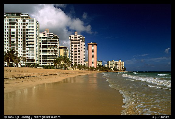 Beach and waterfront, new town. San Juan, Puerto Rico