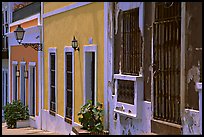 Row of houses painted in bright colors. San Juan, Puerto Rico ( color)