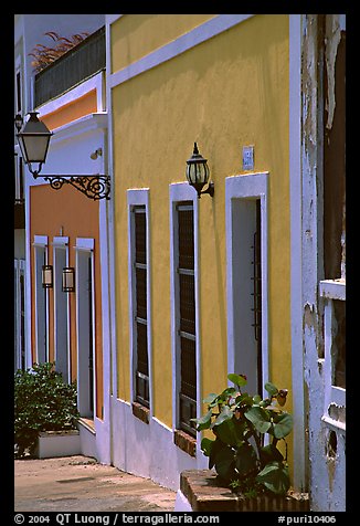 Row of houses painted in bright colors. San Juan, Puerto Rico (color)