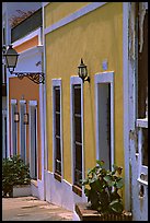 Row of houses painted in bright colors. San Juan, Puerto Rico (color)