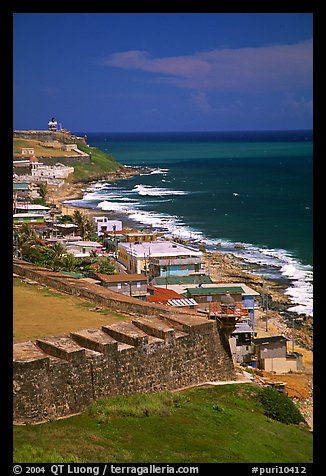 Coast seen from the walls of Fort San Felipe del Morro Fortress. San Juan, Puerto Rico (color)