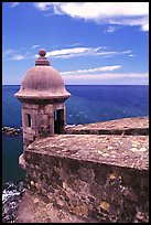 Lookout turret and ocean, El Castillo Del Morro Fortress. San Juan, Puerto Rico (color)