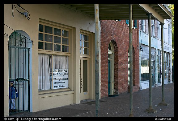 Doorway and historic buildings. Selma, Alabama, USA (color)