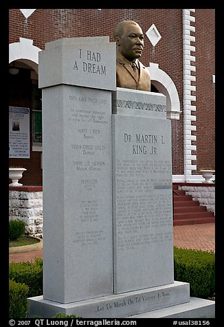 Memorial to Martin Luther King at the start of the Selma-Montgomery march. Selma, Alabama, USA (color)