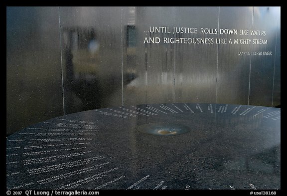 Names of people killed during Civil Rights movement and quote in Martin Luther King speech. Montgomery, Alabama, USA