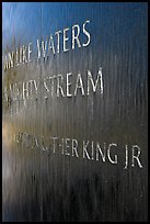 Words from bibical quote and Martin Luther King name, Civil Rights Memorial. Montgomery, Alabama, USA