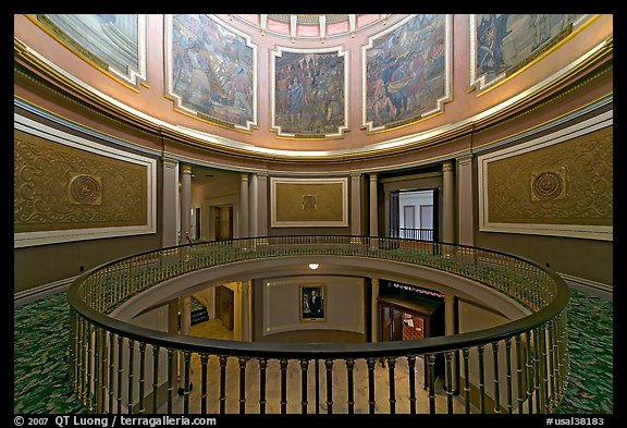 Rotonda below the dome with paintings of historical events. Montgomery, Alabama, USA