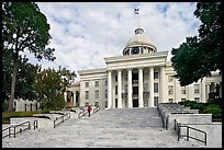 Stairs with man walking up, Alabama State Capitol. Montgomery, Alabama, USA ( color)
