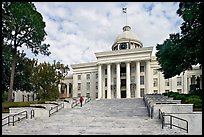 Stairs with man walking up, Alabama State Capitol. Montgomery, Alabama, USA