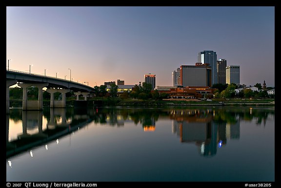 Bridge and skyline at dawn. Little Rock, Arkansas, USA (color)