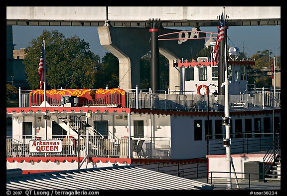 Decks of riverboat Arkansas Queen. Little Rock, Arkansas, USA (color)