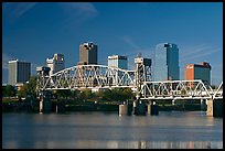 Downtown skyline and Arkansas River, early morning. Little Rock, Arkansas, USA