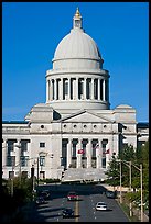 Arkansas State Capitol and street. Little Rock, Arkansas, USA ( color)