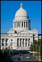 Arkansas State Capitol and street. Little Rock, Arkansas, USA (color)