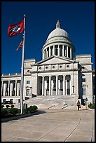 Arkansas Capitol with woman carrying briefcase. Little Rock, Arkansas, USA (color)