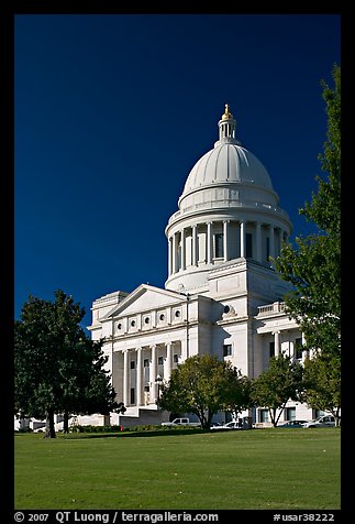 Lawn and Arkansas State Capitol. Little Rock, Arkansas, USA (color)