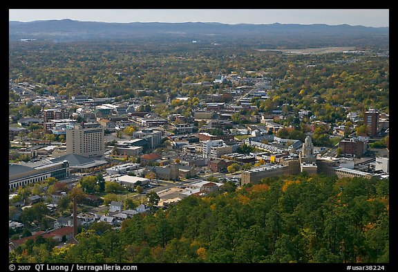 City and horizon seen from a hill. Hot Springs, Arkansas, USA (color)