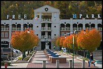 Parking structure and fall colors. Hot Springs, Arkansas, USA (color)