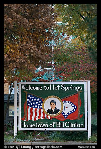 Welcome to Hot Springs, hometown of Bill Clinton. Hot Springs, Arkansas, USA (color)