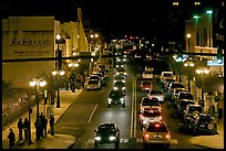 Central avenue with lots of cars and pedestrican on street. Hot Springs, Arkansas, USA (color)