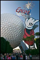 Spaceship earth and Epcot sign. Orlando, Florida, USA