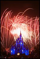 Fireworks over fairy-tale fortress. Orlando, Florida, USA ( color)