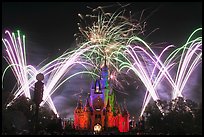 Night Fireworks, Cinderella Castle, Walt Disney World. Orlando, Florida, USA