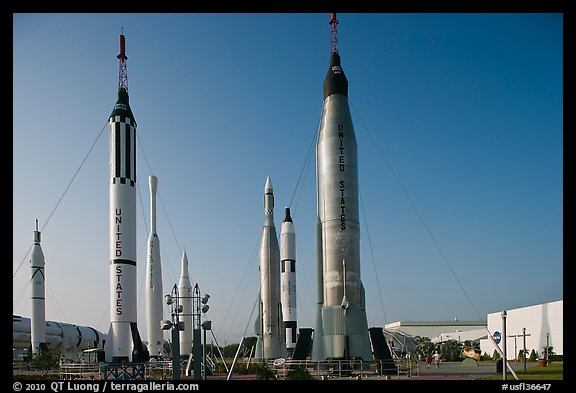 Gemini Titan and Atlas Mercury rockets on display,Kennedy Space Centre. Cape Canaveral, Florida, USA