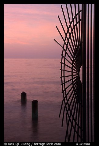 Grid at sunrise and ocean. Key West, Florida, USA (color)